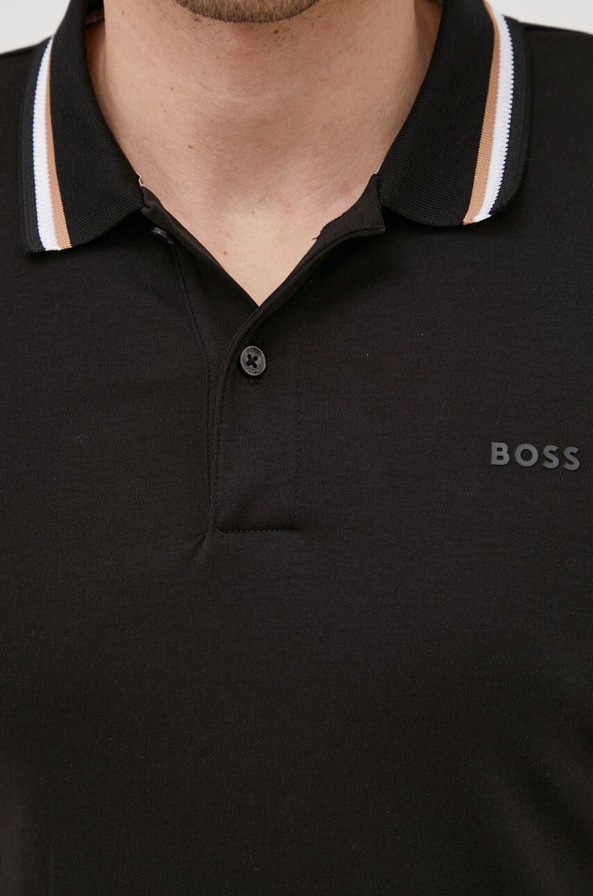 Boss Bavlněné polo tričko černá barva hladký - Pepit.cz