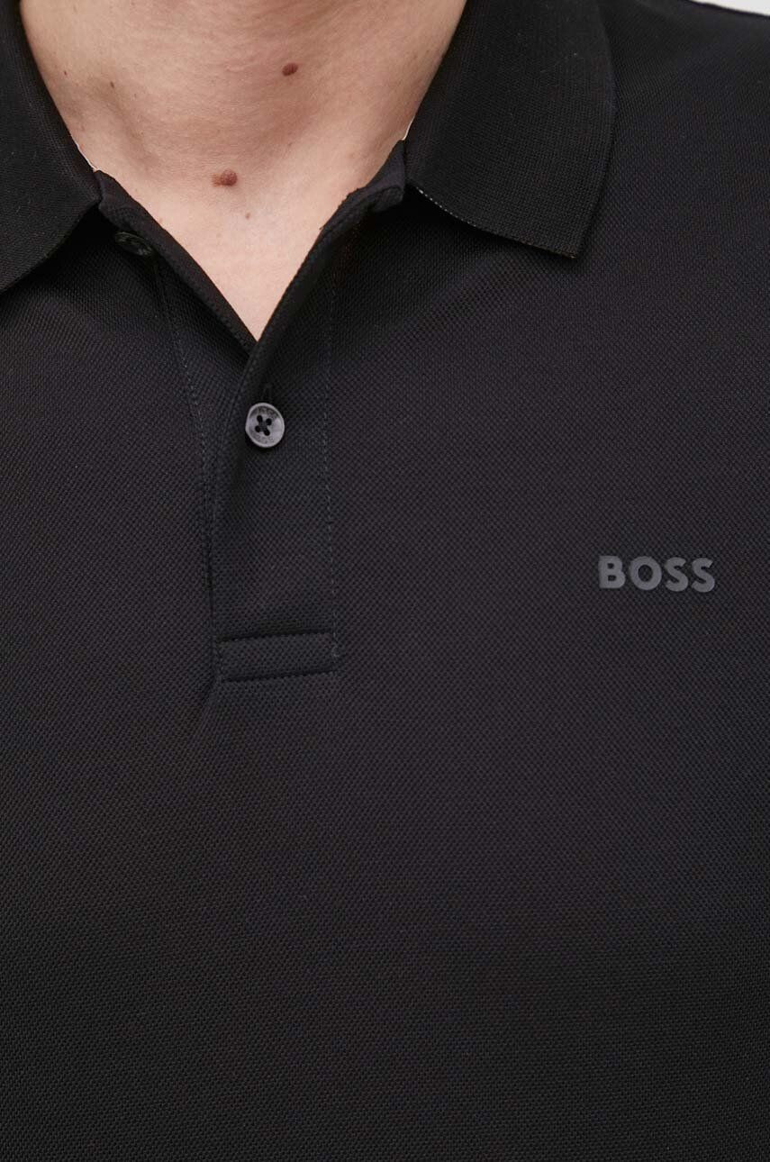 Boss Bavlněné polo tričko černá barva hladký - Pepit.cz