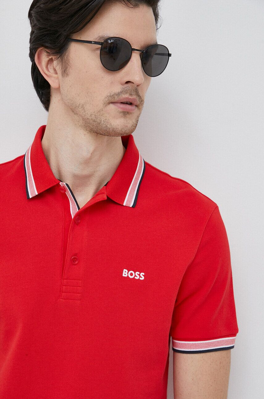 Boss Green Bavlněné polo tričko BOSS BOSS ATHLEISURE červená barva - Pepit.cz