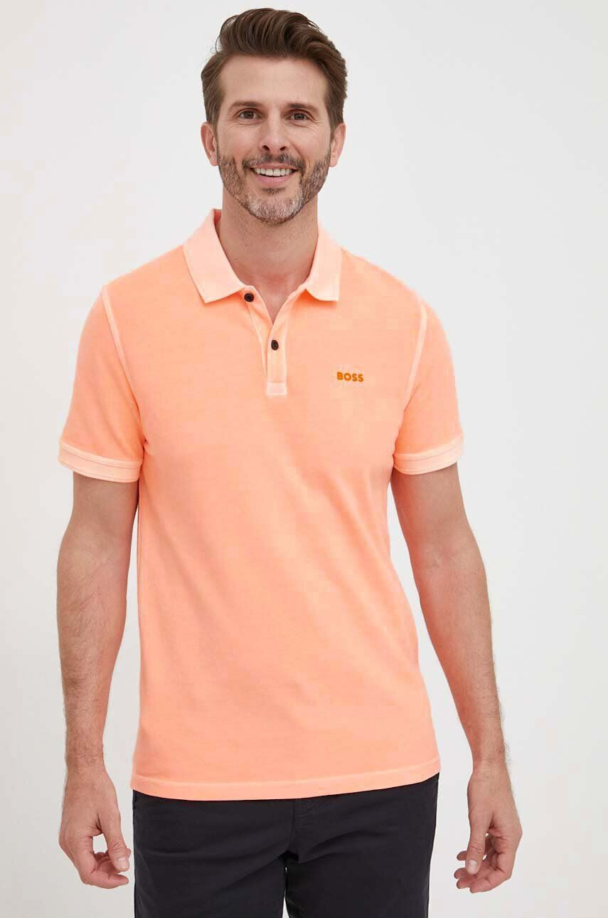 Boss Orange Bavlněné polo tričko BOSS BOSS CASUAL oranžová barva - Pepit.cz