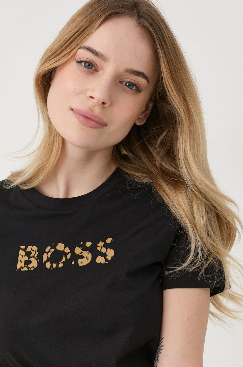 Boss Orange Bavlněné tričko BOSS Boss Casual červená barva s aplikací - Pepit.cz