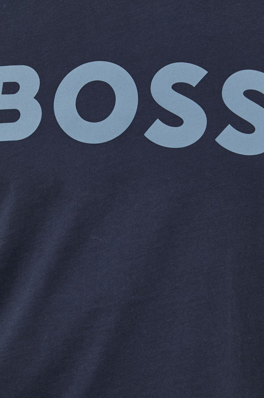 Boss Orange Bavlněné tričko BOSS BOSS CASUAL tmavomodrá barva s potiskem - Pepit.cz