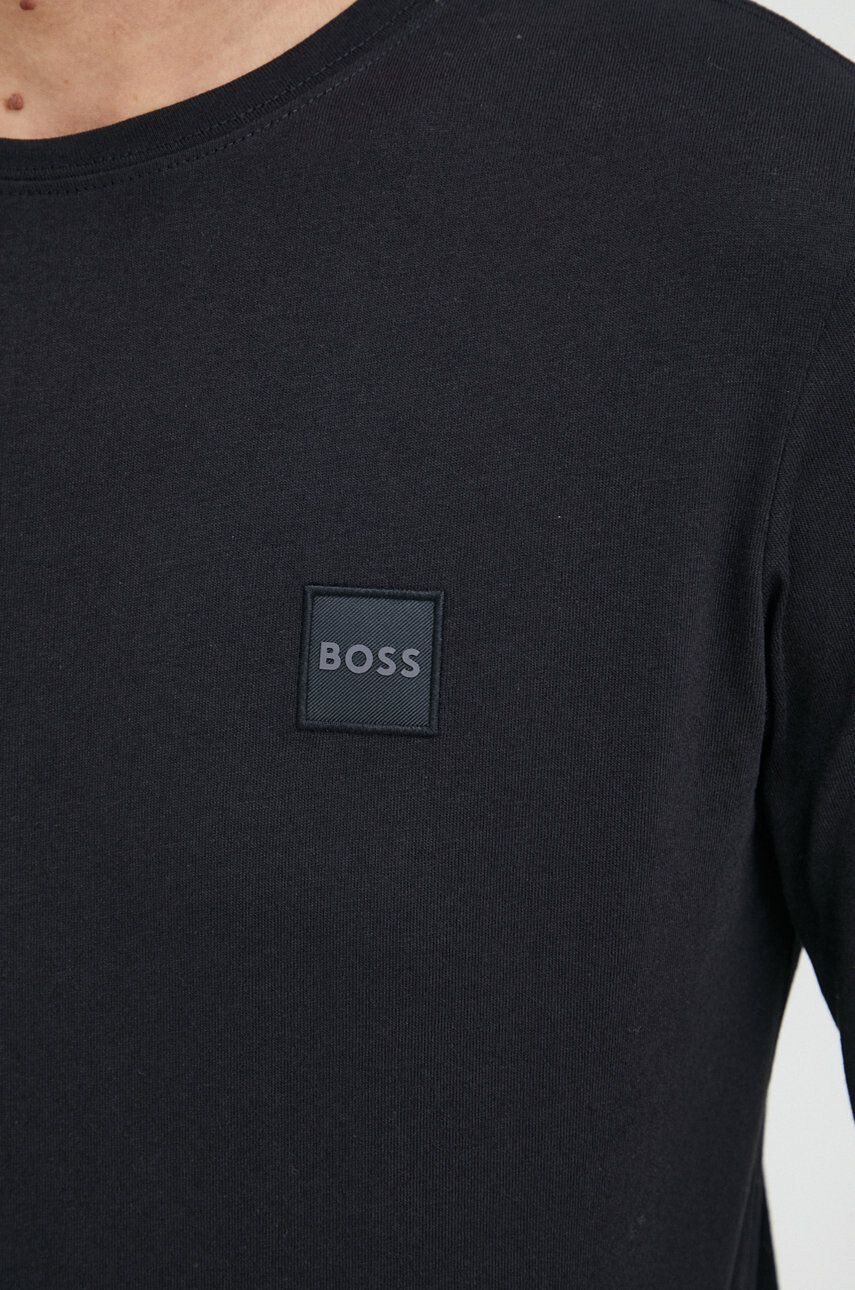 Boss Orange Bavlněné tričko s dlouhým rukávem BOSS Boss Casual černá barva s aplikací - Pepit.cz