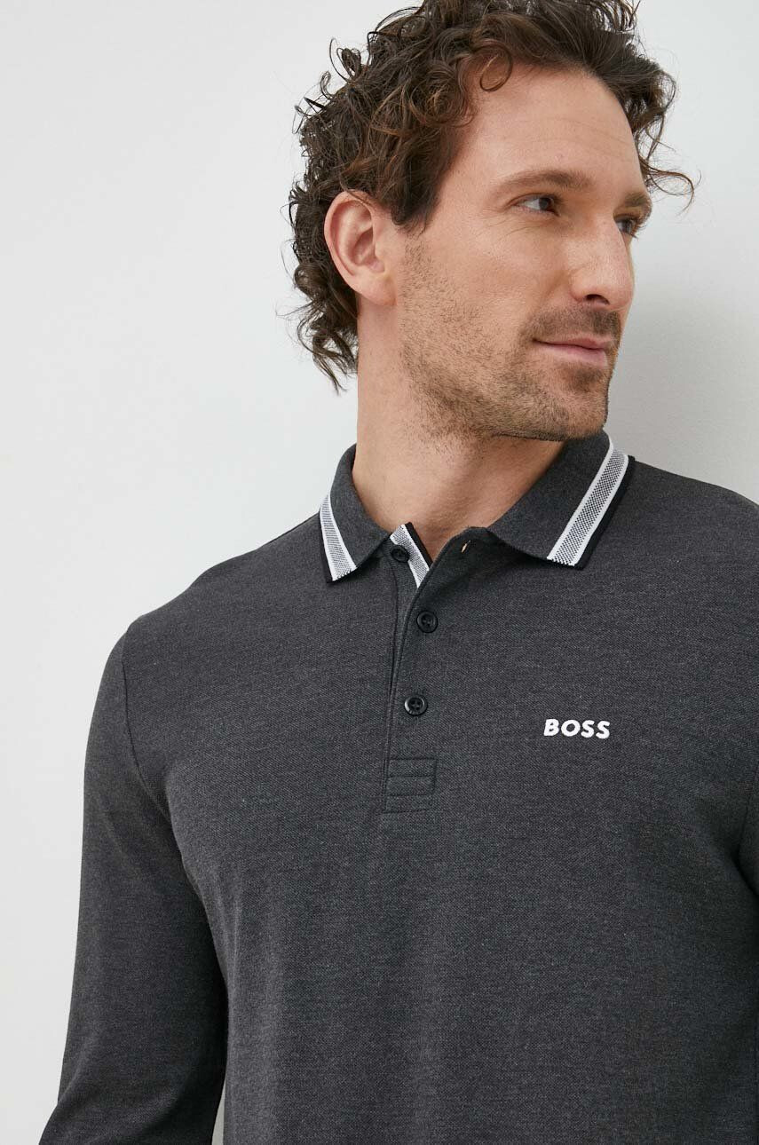 Boss Green Bavlněné tričko s dlouhým rukávem BOSS BOSS ATHLEISURE černá barva - Pepit.cz