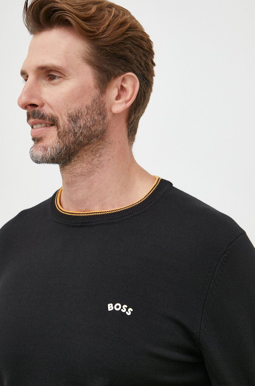 Boss Green Bavlněný svetr BOSS Boss Athleisure pánský černá barva lehký - Pepit.cz