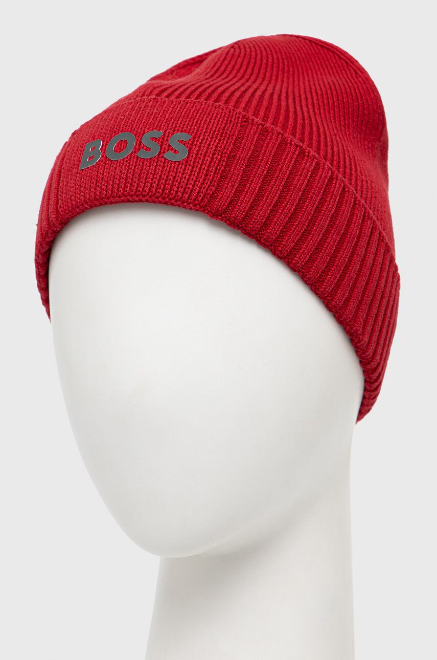 Boss Green Čepice z vlněné směsi BOSS Boss Athleisure červená barva - Pepit.cz