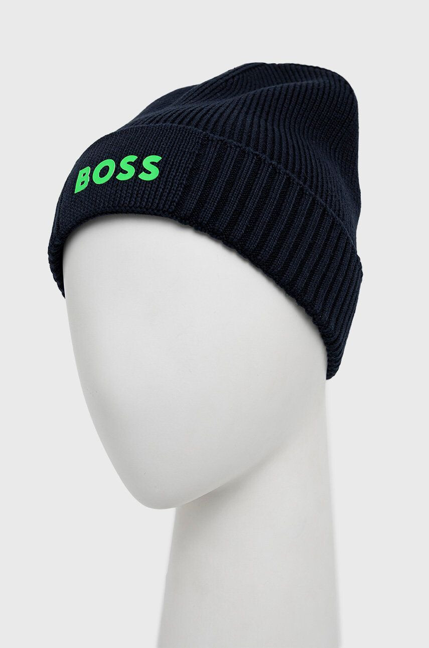 Boss Green Čepice z vlněné směsi BOSS Boss Athleisure tmavomodrá barva - Pepit.cz