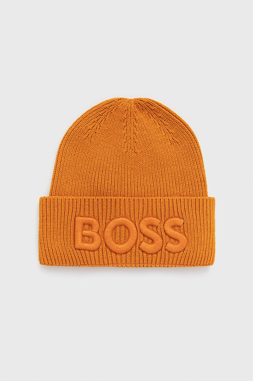 Boss Orange Čepice z vlněné směsi BOSS Boss Casual oranžová barva z husté pleteniny - Pepit.cz