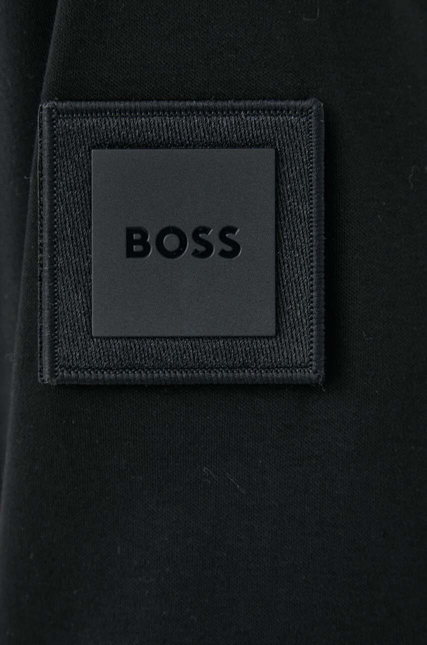 Boss Green Bavlněná mikina BOSS pánská černá barva s kapucí s potiskem - Pepit.cz