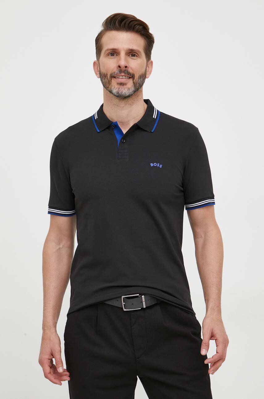 Boss Green Polo tričko BOSS BOSS ATHLEISURE černá barva s aplikací - Pepit.cz