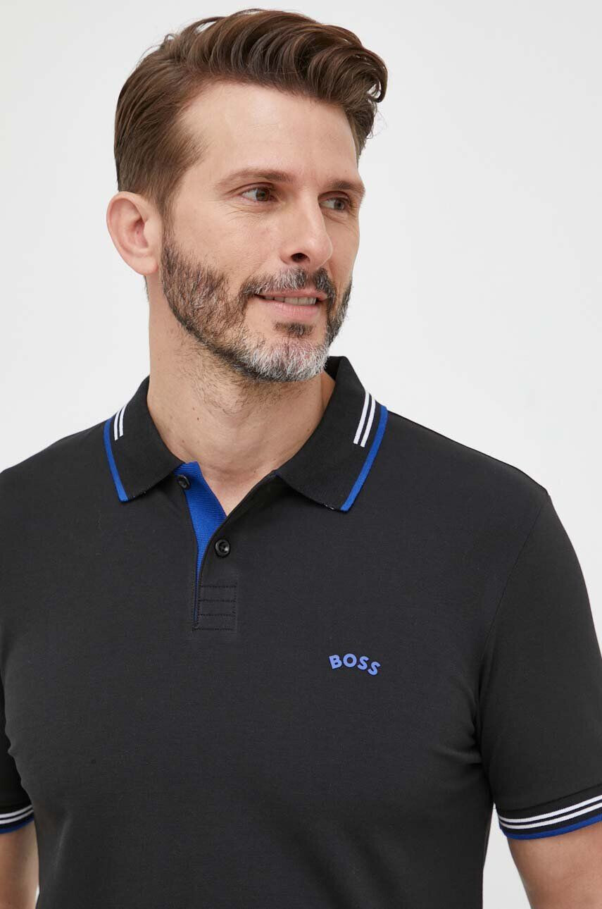 Boss Green Polo tričko BOSS BOSS ATHLEISURE černá barva s aplikací - Pepit.cz