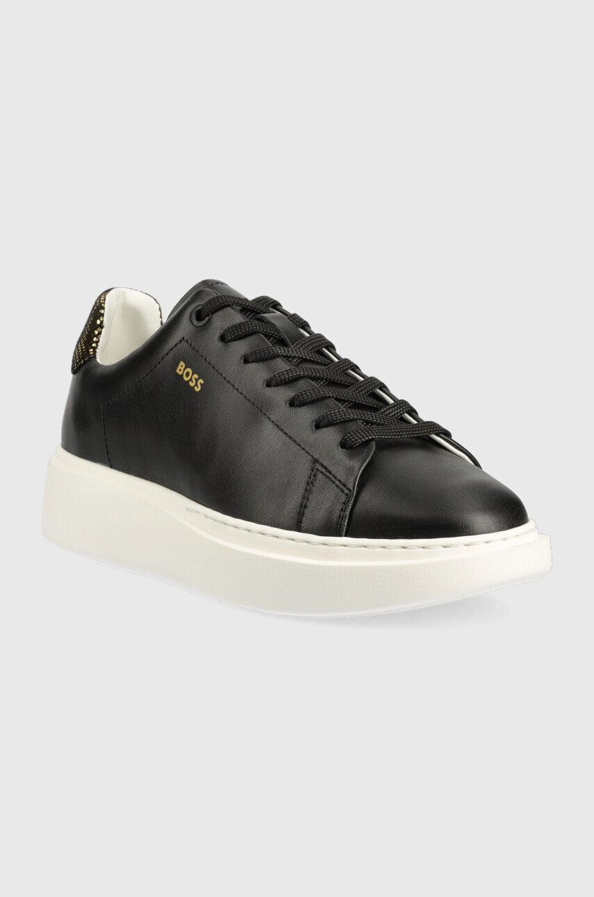 Boss Kožené sneakers boty Amber černá barva 50488194 - Pepit.cz