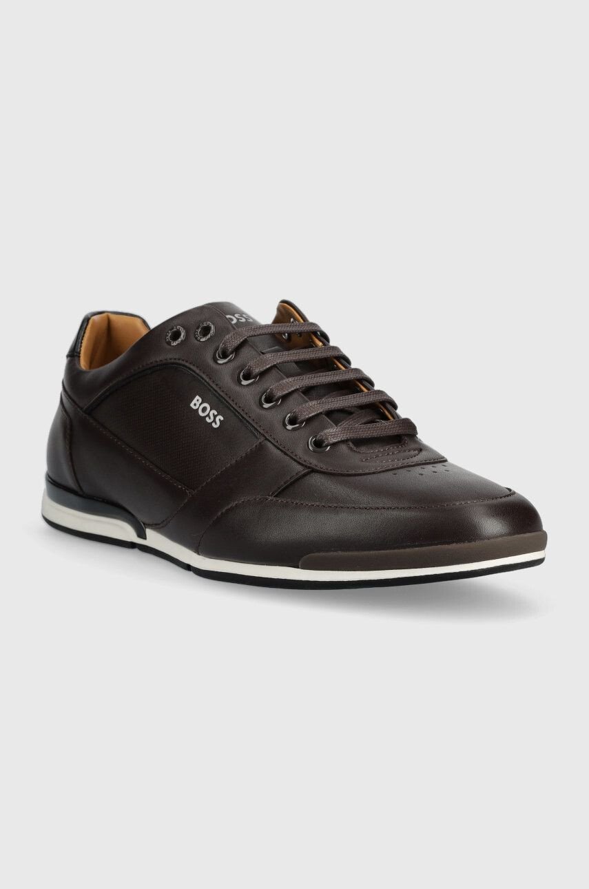 Boss Kožené sneakers boty Saturn hnědá barva 50485624 - Pepit.cz