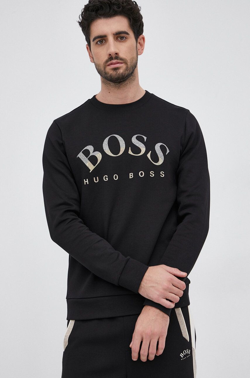 Boss Green Mikina Boss Boss Athleisure pánská tmavomodrá barva s potiskem - Pepit.cz