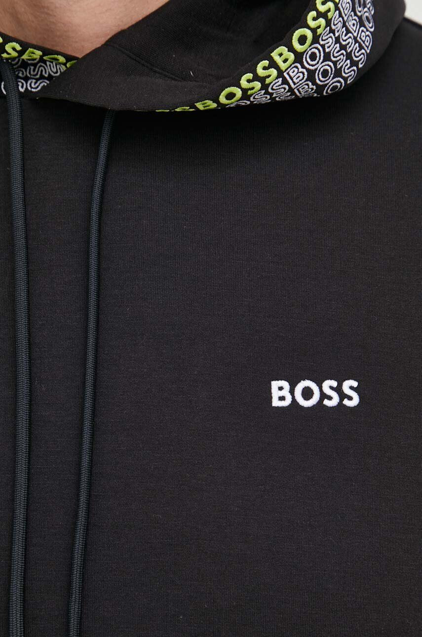 Boss Green Mikina BOSS pánská černá barva s kapucí s aplikací - Pepit.cz