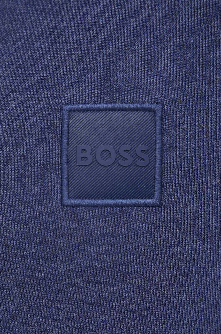 Boss Orange Bavlněná mikina BOSS BOSS CASUAL pánská tmavomodrá barva s kapucí hladká - Pepit.cz