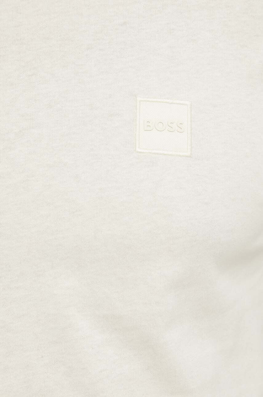 Boss Orange Bavlněné tričko BOSS BOSS CASUAL béžová barva s potiskem - Pepit.cz