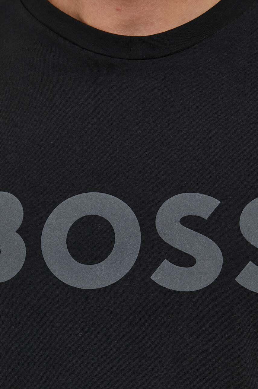 Boss Orange Bavlněné tričko BOSS BOSS CASUAL černá barva s potiskem - Pepit.cz