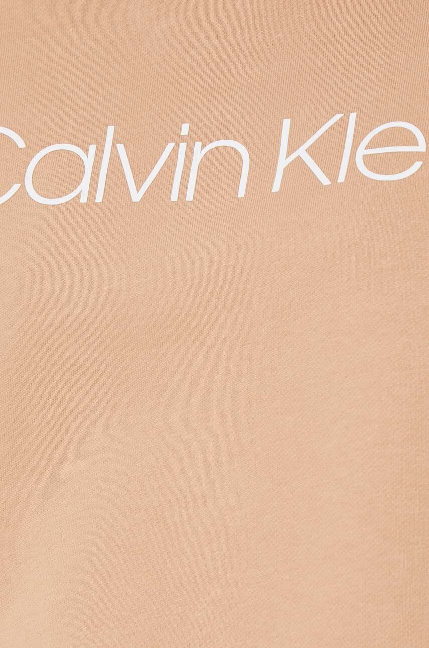 Calvin Klein Bavlněná mikina dámská béžová barva s aplikací - Pepit.cz