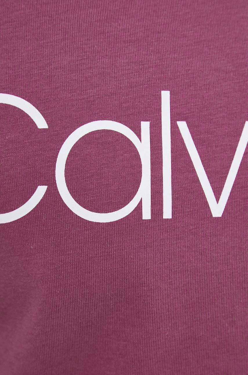 Calvin Klein Bavlněné tričko fialová barva s potiskem - Pepit.cz