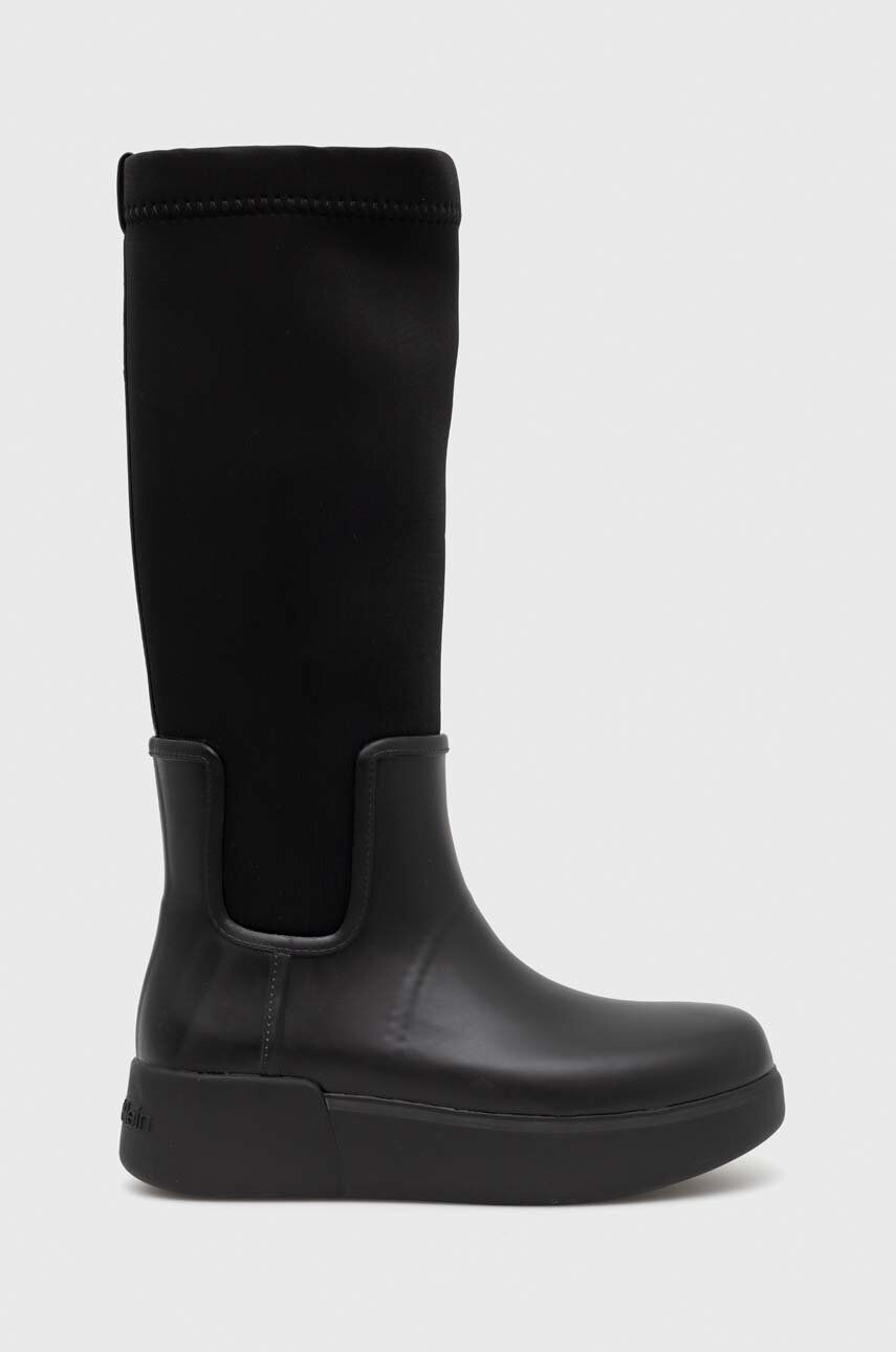 Calvin Klein Holínky Rain Boot Wedge High dámské černá barva - Pepit.cz