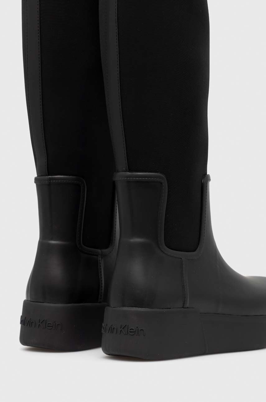 Calvin Klein Holínky Rain Boot Wedge High dámské černá barva - Pepit.cz