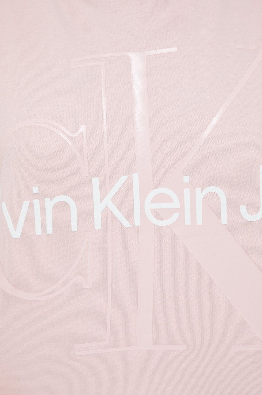 Calvin Klein Jeans Bavlněná mikina dámská růžová barva s potiskem - Pepit.cz