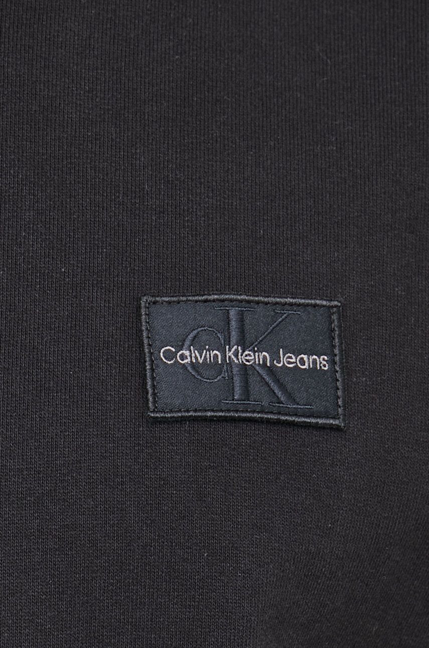 Calvin Klein Jeans Bavlněná mikina pánská černá barva s aplikací - Pepit.cz