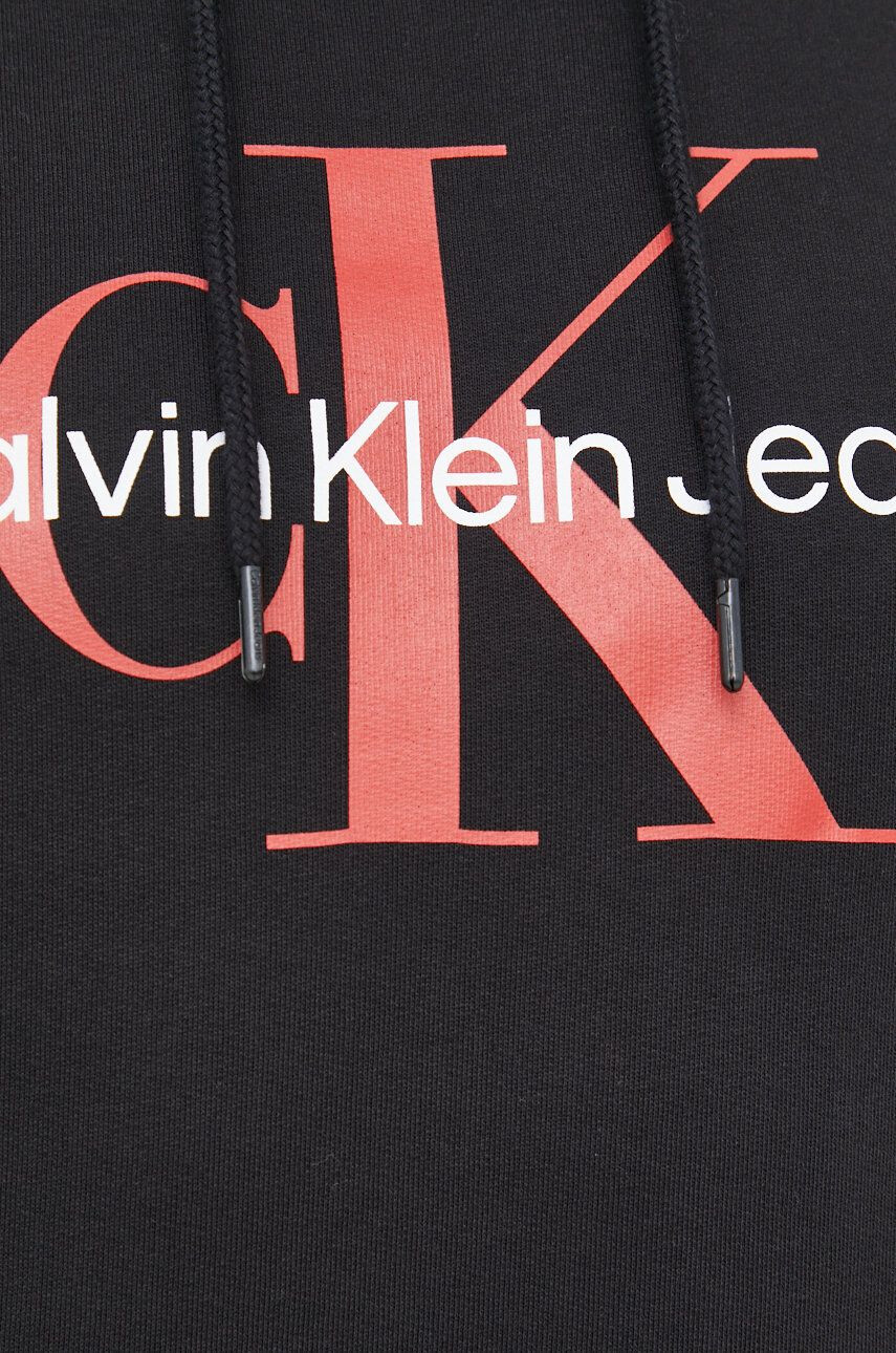 Calvin Klein Jeans Bavlněná mikina pánská černá barva s potiskem - Pepit.cz