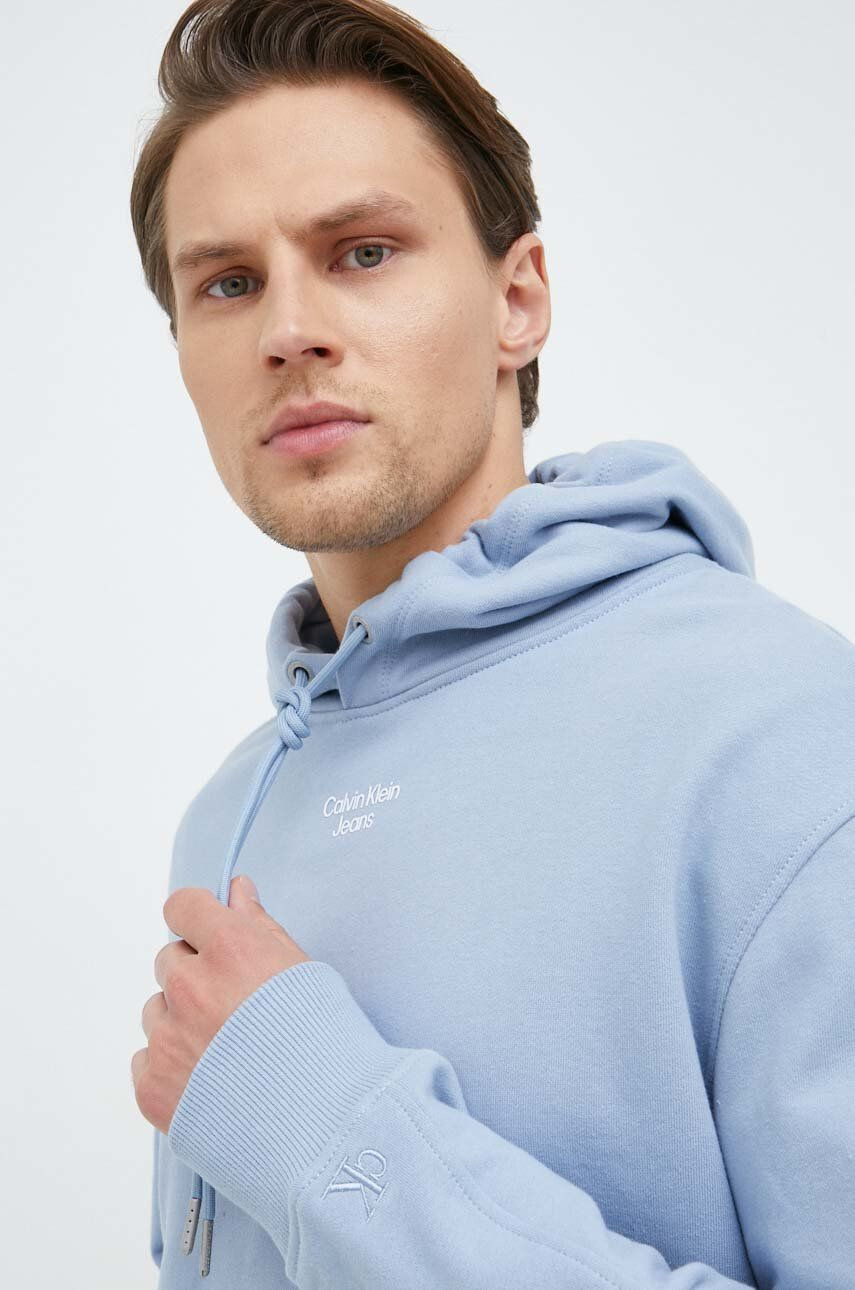 Calvin Klein Jeans Bavlněná mikina pánská s kapucí s potiskem - Pepit.cz