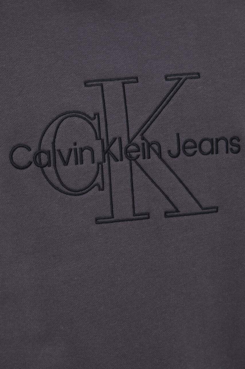 Calvin Klein Jeans Bavlněná mikina pánská šedá barva s aplikací - Pepit.cz