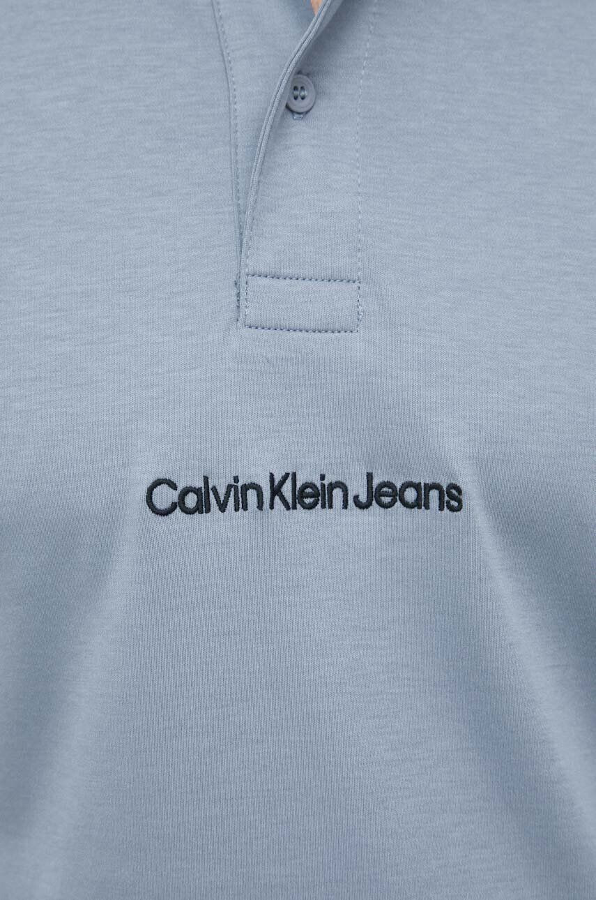 Calvin Klein Jeans Bavlněné polo tričko šedá barva - Pepit.cz