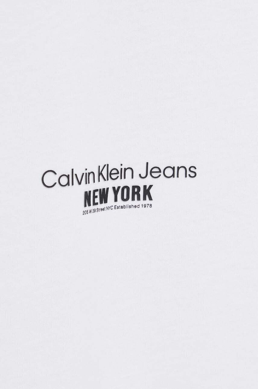 Calvin Klein Jeans Bavlněné tričko bílá barva s potiskem - Pepit.cz