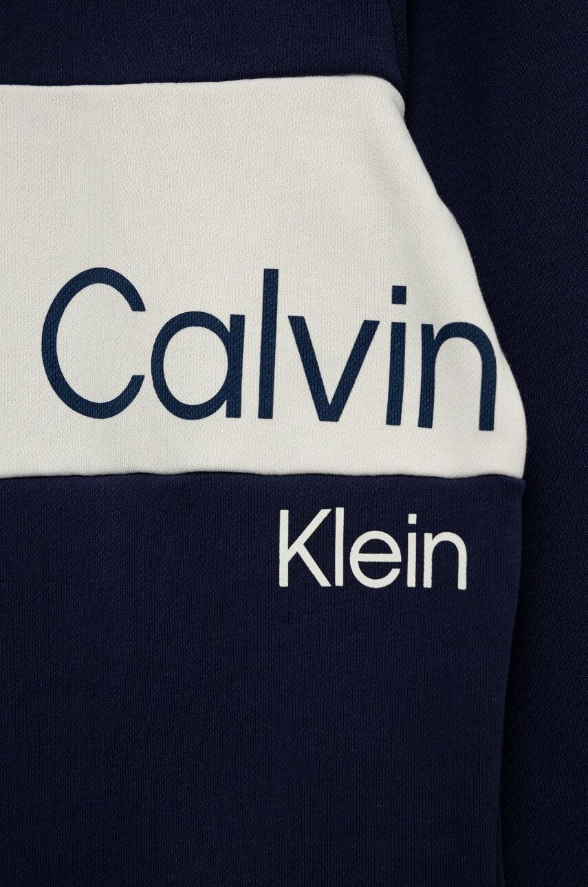 Calvin Klein Jeans Dětská bavlněná mikina tmavomodrá barva s potiskem - Pepit.cz