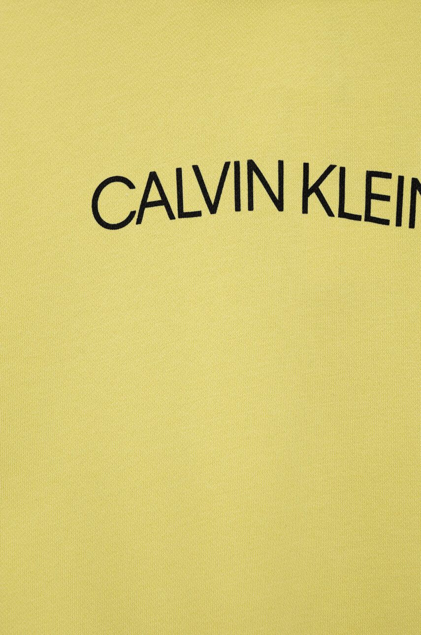 Calvin Klein Jeans Dětská bavlněná mikina zelená barva s potiskem - Pepit.cz