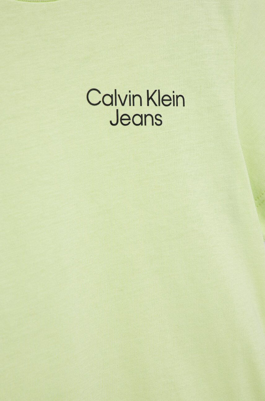 Calvin Klein Jeans Dětské bavlněné tričko zelená barva s potiskem - Pepit.cz