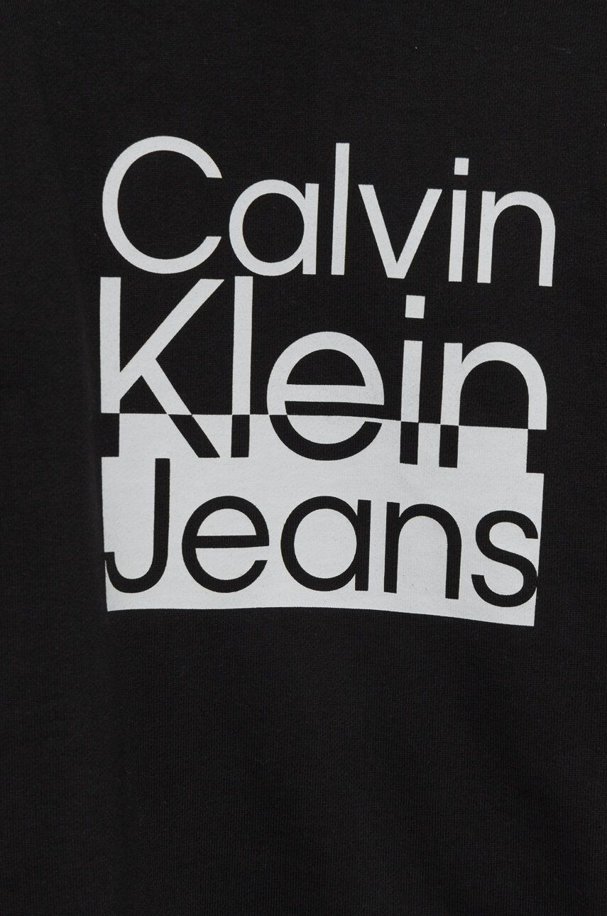 Calvin Klein Jeans Dětská bavlněná mikina béžová barva s potiskem - Pepit.cz