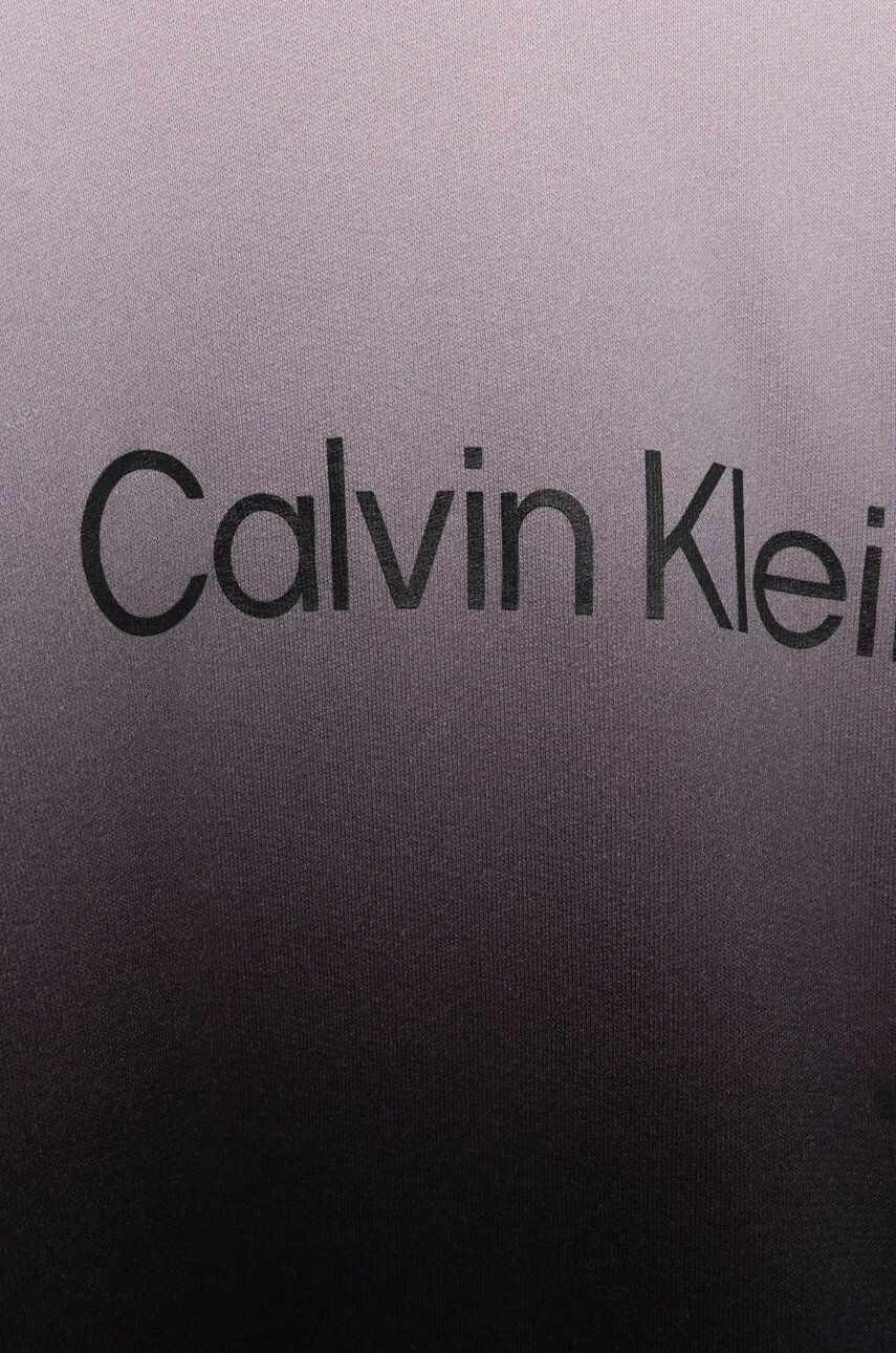 Calvin Klein Jeans Dětská bavlněná mikina bílá barva s kapucí s potiskem - Pepit.cz