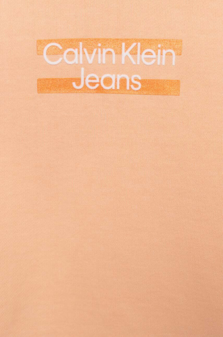 Calvin Klein Jeans Dětská bavlněná mikina oranžová barva vzorovaná - Pepit.cz