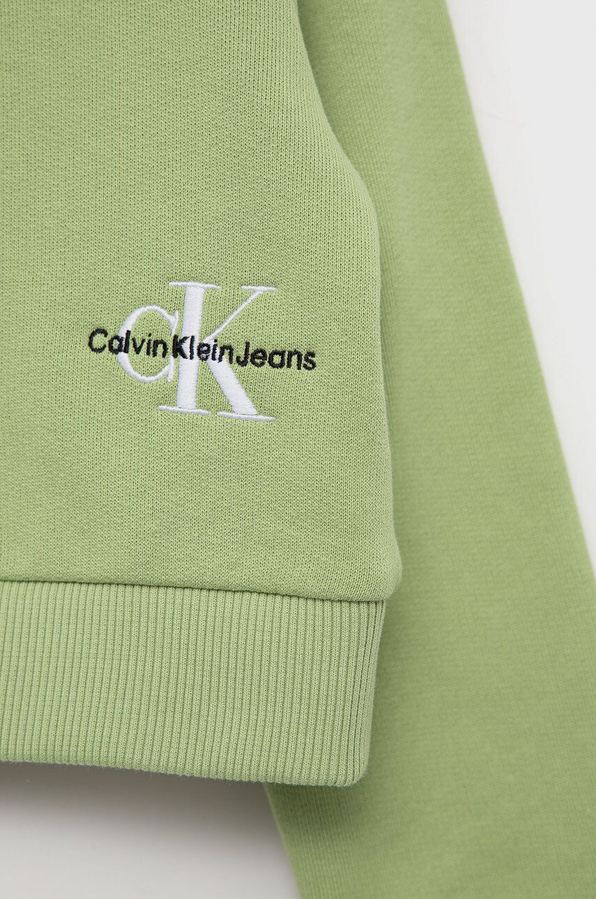 Calvin Klein Jeans Dětská bavlněná mikina zelená barva s aplikací - Pepit.cz