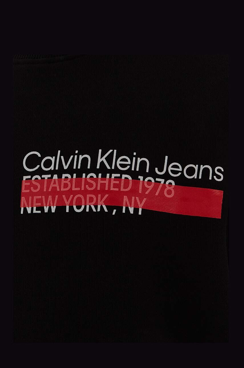 Calvin Klein Jeans Dětská mikina černá barva s potiskem - Pepit.cz