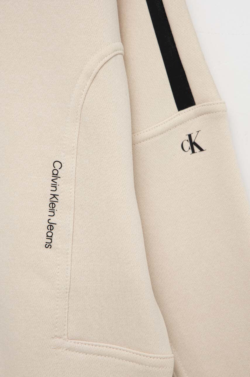 Calvin Klein Jeans Dětská mikina béžová barva s aplikací - Pepit.cz