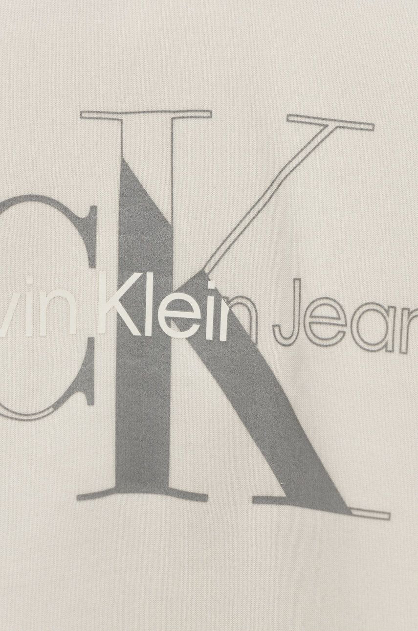 Calvin Klein Jeans Dětská mikina béžová barva s potiskem - Pepit.cz