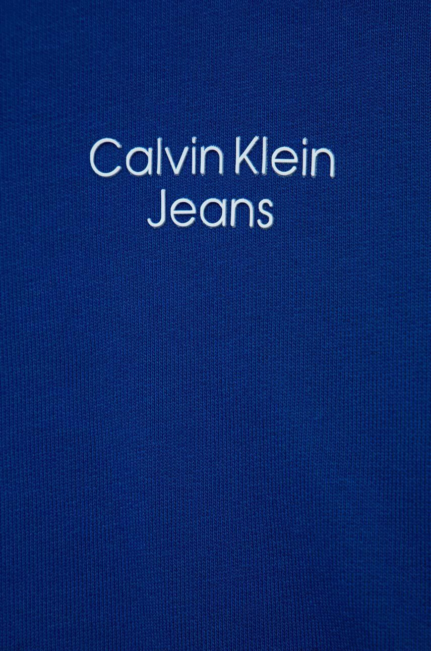 Calvin Klein Jeans Dětská mikina tmavomodrá barva s kapucí s potiskem - Pepit.cz