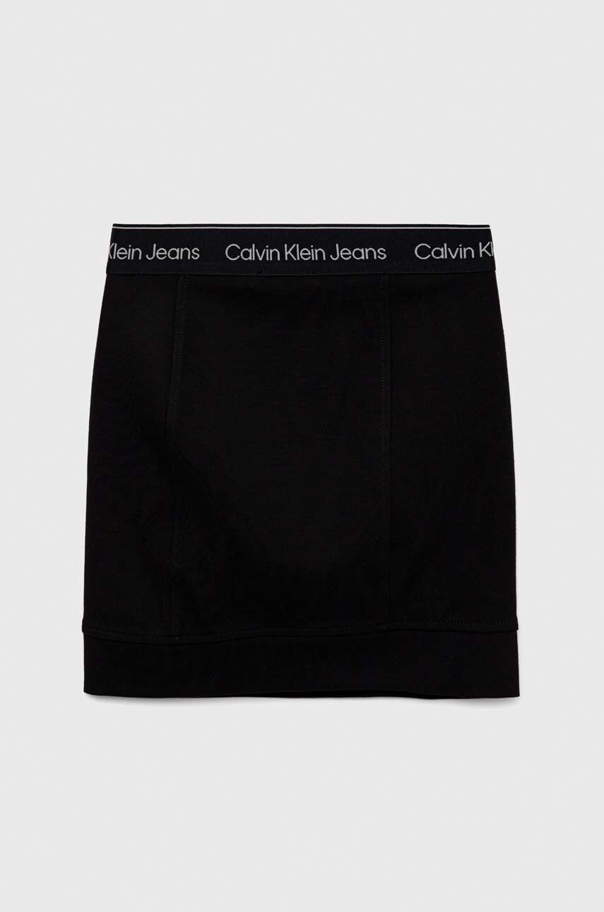 Calvin Klein Jeans Dětská sukně černá barva mini pouzdrová - Pepit.cz