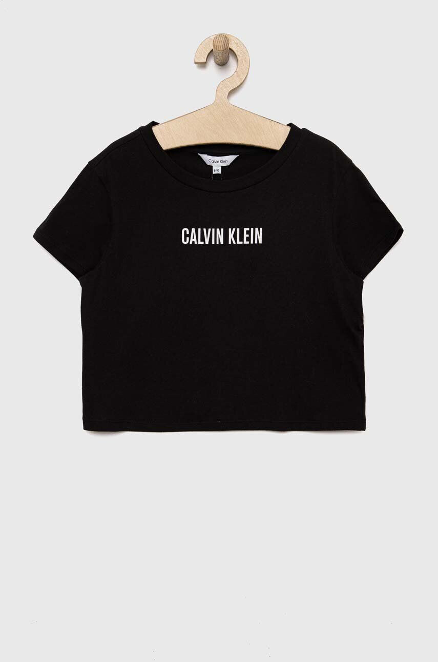 Calvin Klein Jeans Dětské bavlněné tričko černá barva - Pepit.cz