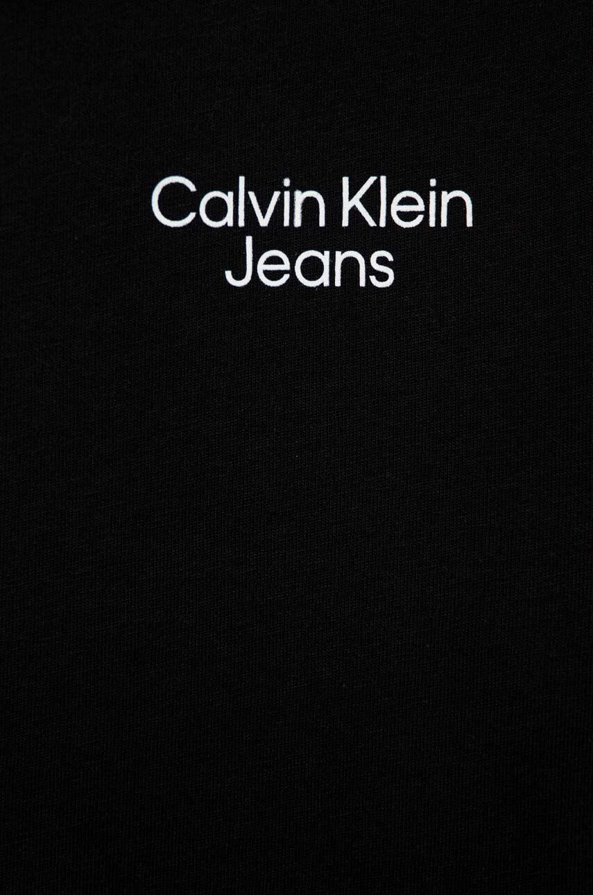 Calvin Klein Jeans Dětské bavlněné tričko černá barva s potiskem - Pepit.cz