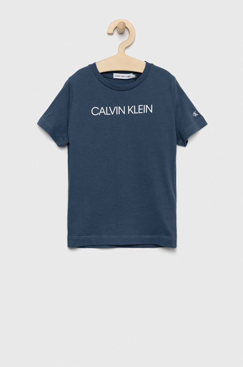 Calvin Klein Jeans Dětské bavlněné tričko růžová barva - Pepit.cz