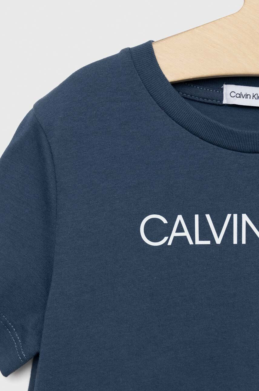 Calvin Klein Jeans Dětské bavlněné tričko růžová barva - Pepit.cz