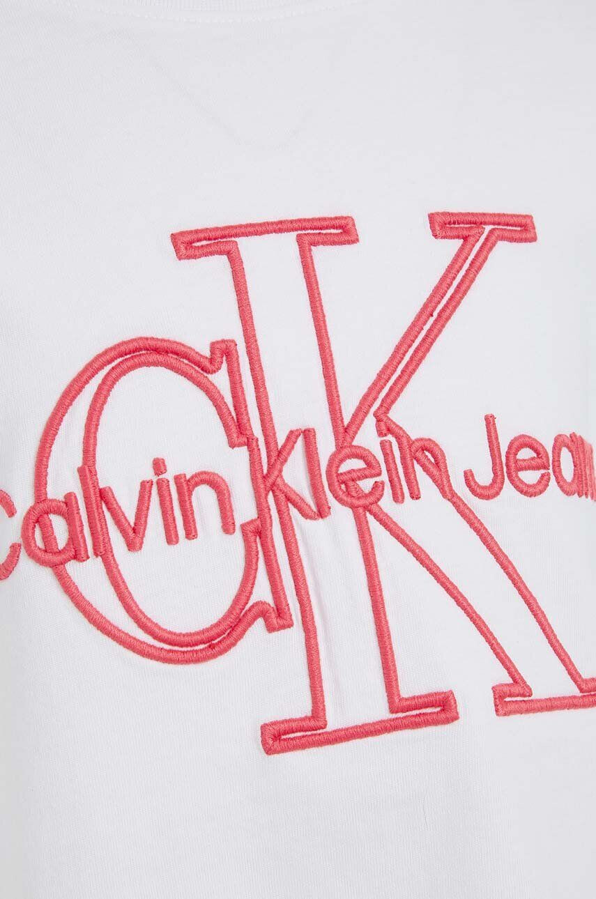 Calvin Klein Jeans Dětské bavlněné tričko bílá barva - Pepit.cz